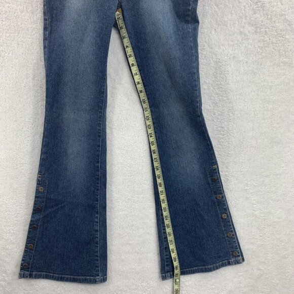 Vtg Y2K Tommy Hilfiger Flare Jeans Low Rise Blue Jr Sz 3 Button Leg Bare back - Picture 6 of 14